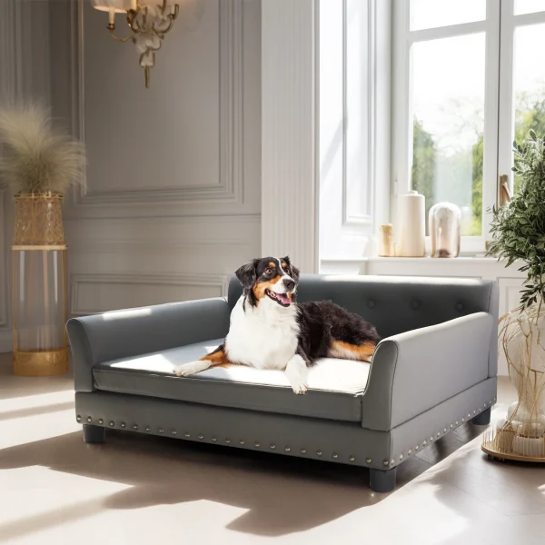 Elevated Dog Sofa Microfiber Leather