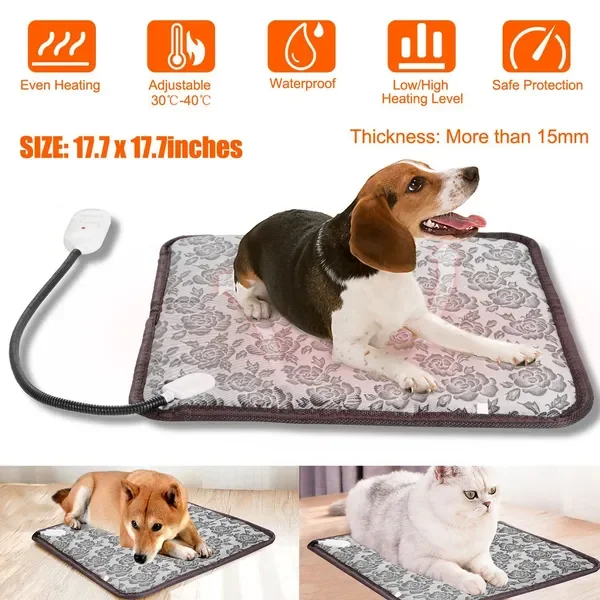 Dog Cat Electric Heating Mat Waterproof Adjustable Warming Blanket