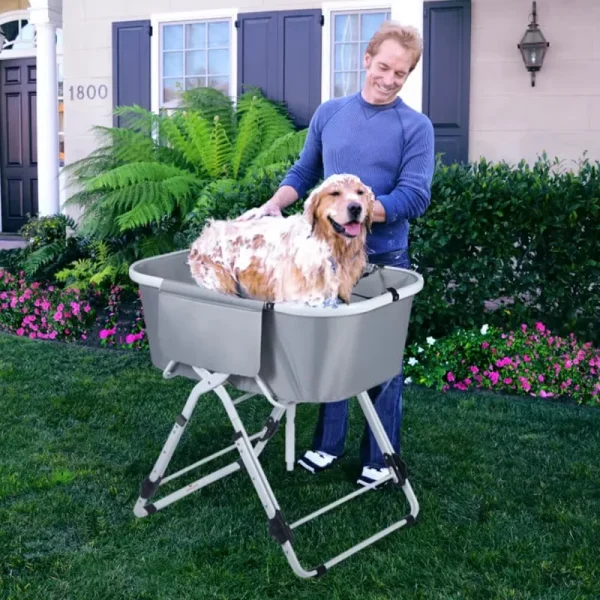 Elevated Dog Bath-Foldable, Adjustable, Ideal For Medium To Large Pets