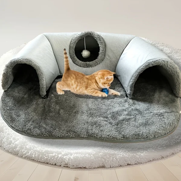 3-in-1 Cozy Cat Tunnel Bed