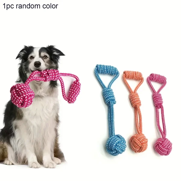 1pc Durable Dog Rope Toy with Ball