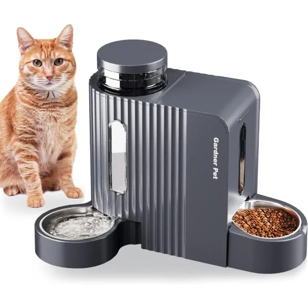 Gravity Cat Food Feeder and Water Dispenser Stainless Steel Large Capacity
