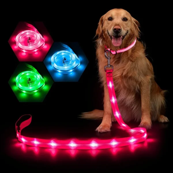 4ft LED Dog Leash Rechargeable Puppy Lead